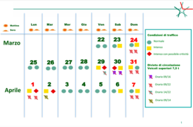 Il calendario del traffico intenso