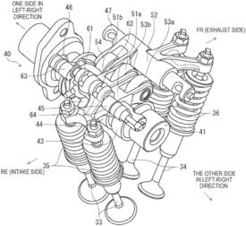 Un dettaglio dell'albero e delle valvole nel brevetto Suzuki