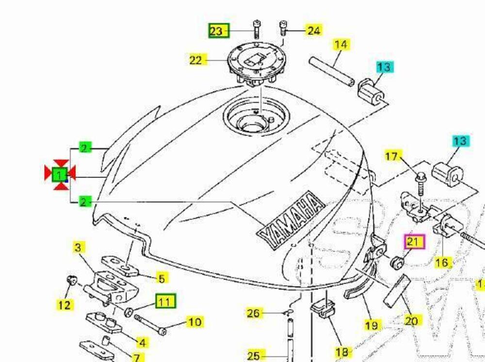 -Serbatoio bianco Yamaha Thunder Ace 1000 4SV24110