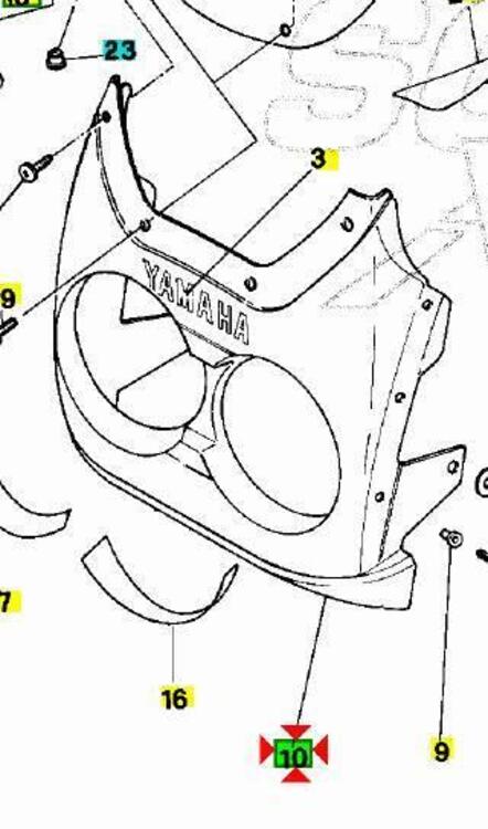 -Cupolino nero ant Yamaha TDR125 3SHF835100KH