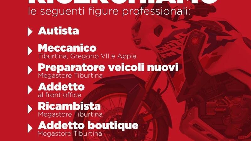 Honda Moto Roma ricerca personale