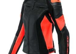 Giacca moto donna pelle Dainese Racing 4 Rosso Flu
