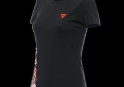 T-Shirt donna Dainese Logo Nero Rosso Fluo