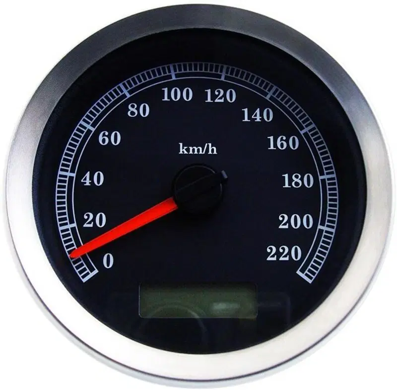 Contakilometri elettronico 4" nero e inox per Rock Drag Specialties