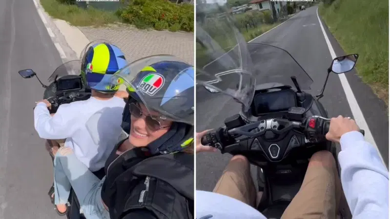 Valentino Rossi e Francesca Sofia Novello come veri TMaxisti