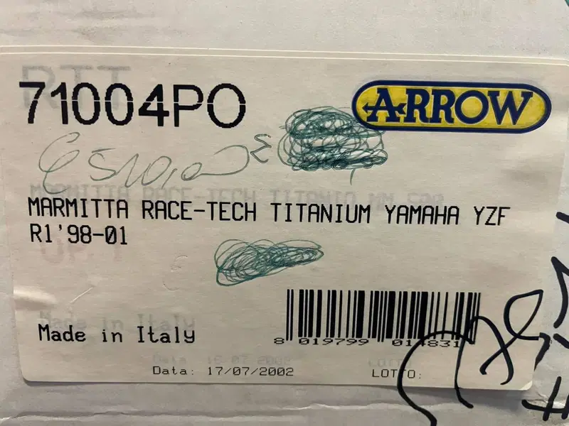 marmitta ARROW race-tech titanio yamaha YZF R1 98-