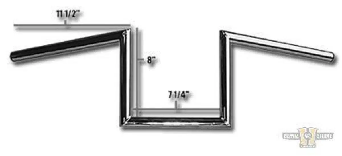Manubrio Z Bar 1", alto 8", Largo 72cm, Cromato, c Jammer