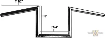 Manubrio Z Bar 1", alto 8", Largo 72cm, Cromato, s Jammer