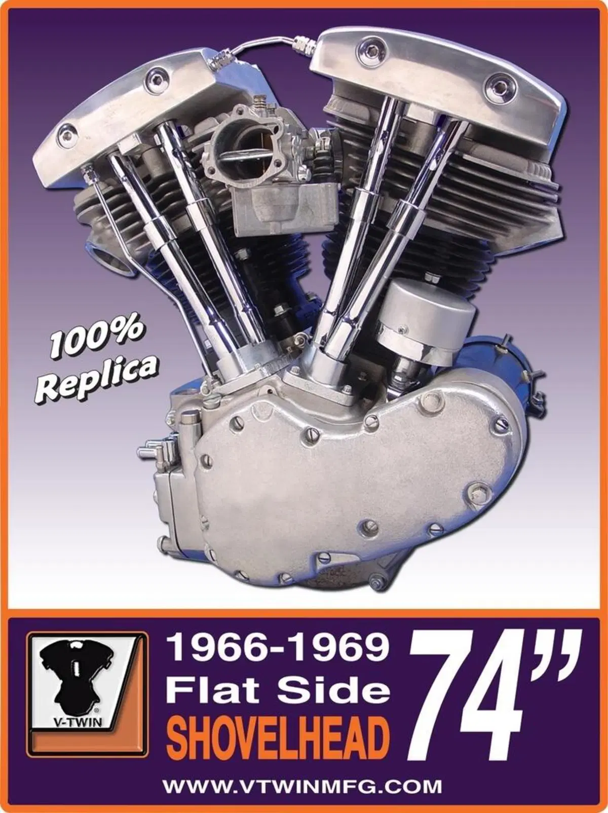 Insegna metallica motore primi Shovelhead V-Twin 