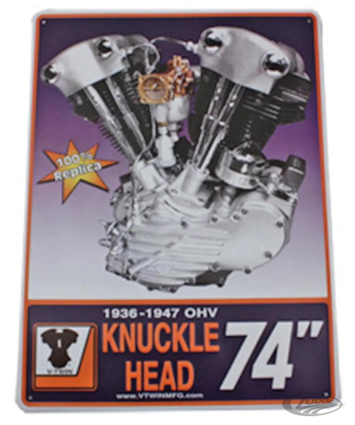 Insegna metallica motore Knucklehead V-Twin 