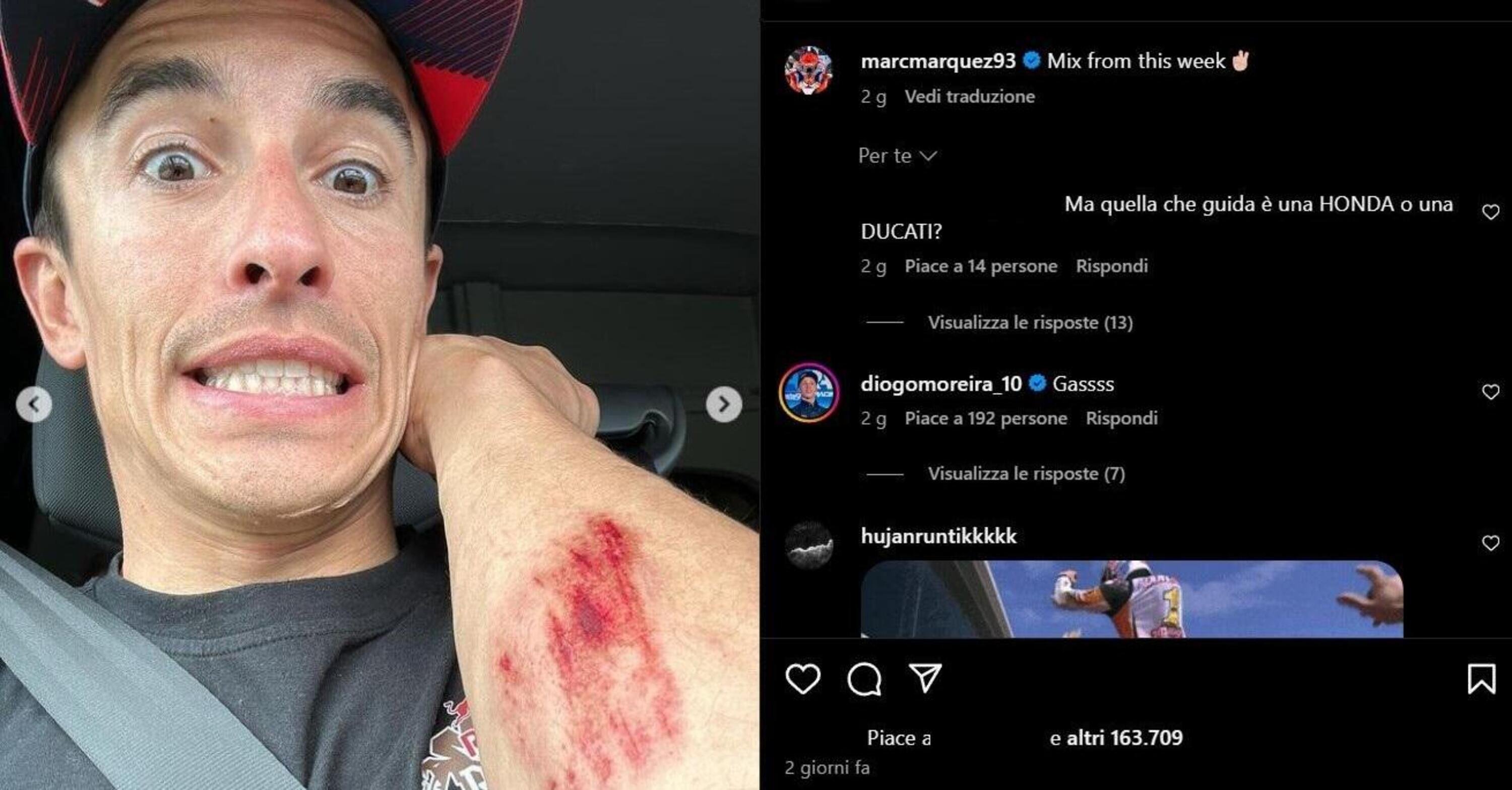 MotoGP 2024. Marc Marquez &egrave; caduto mentre si allenava su sterrato