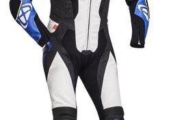 Tuta moto pelle intera Ixon JACKAL Nero Bianco Blu