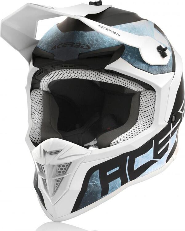 Casco cross Acerbis LINEAR Bianco Blu Chiaro