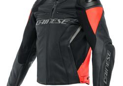 Giacca moto pelle Dainese RACING 4 Nero Rosso Fluo