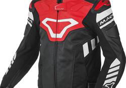 Giacca moto pelle racing Macna Tracktix Nero Bianc