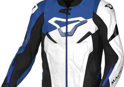 Giacca moto pelle Macna Pointer Bianco Blu Nero