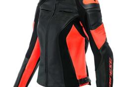 Giacca moto donna pelle Dainese Racing 4 Rosso Flu