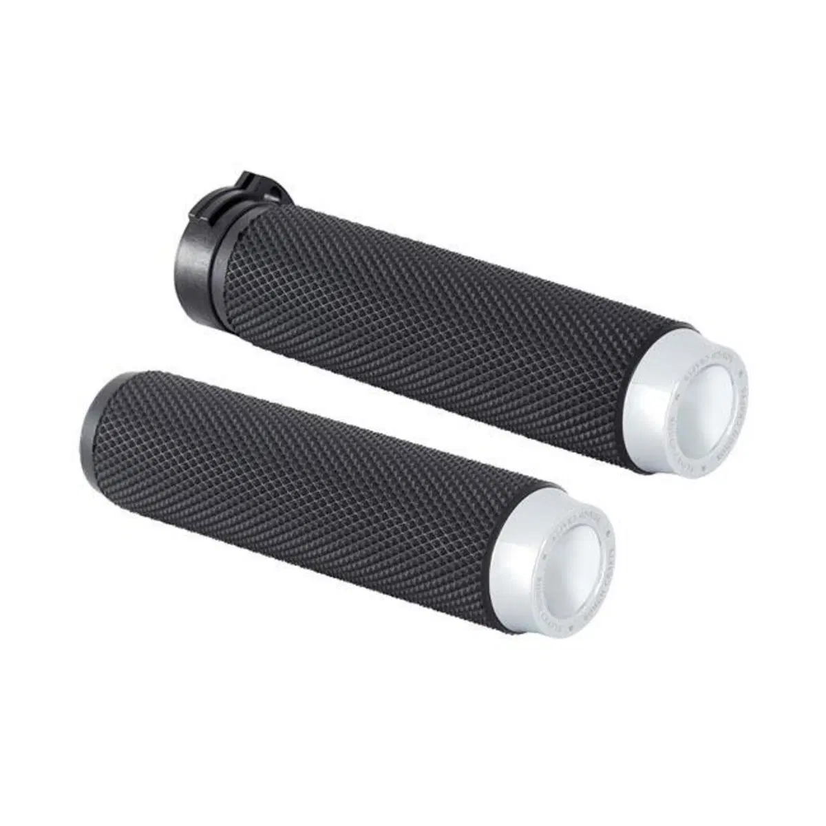 Manopole Knurled con gomma nere e cromo per accele Rough Crafts