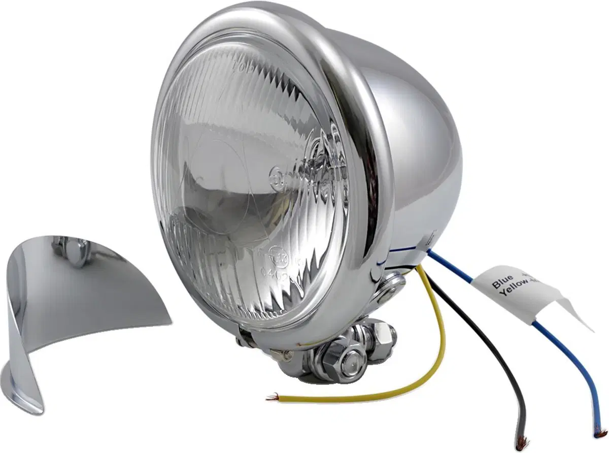 Faro anteriore 4 1/2" Bates con visor cromato lamp Drag Specialties