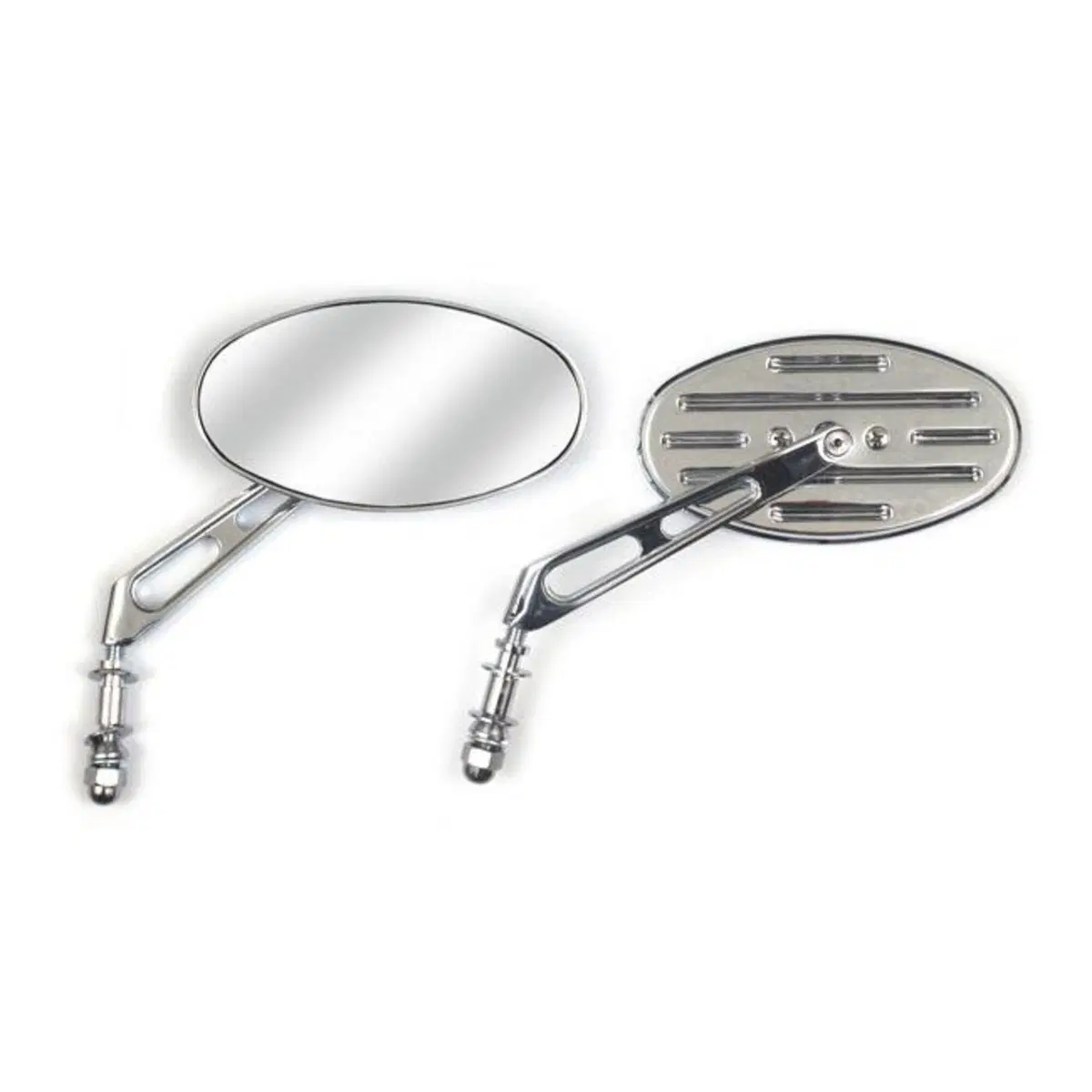 Specchietto ovale slotted a stelo lungo cromato Mo 