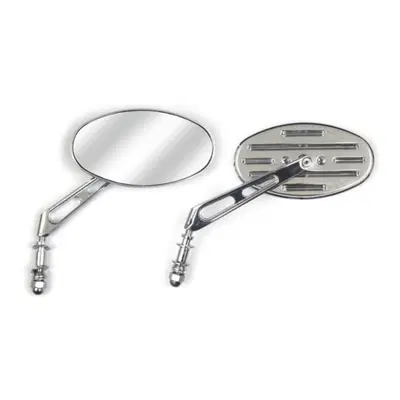 Specchietto ovale slotted a stelo lungo cromato Mo 
