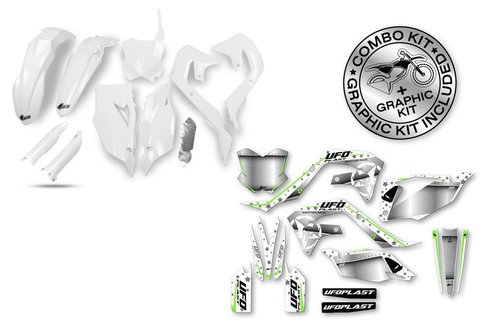 Kit plastiche+decals Ufo Stardust Kawasaki Bianco 