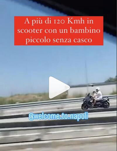 Indignazione e condanna per l&rsquo;uomo che porta bambino senza casco a 120 all&rsquo;ora [VIDEO]