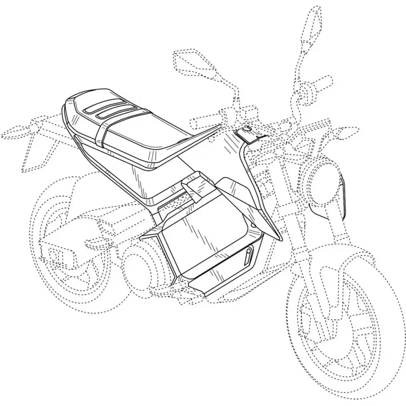 Disegno del brevetto di Zero Motorcycles per una pocket bike elettrica