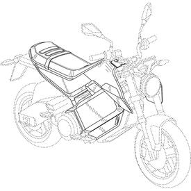 Disegno del brevetto di Zero Motorcycles per una pocket bike elettrica