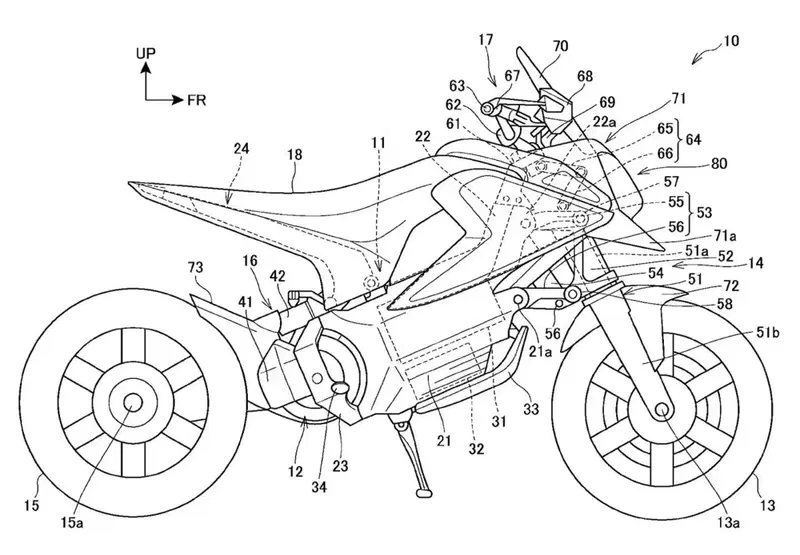 Il brevetto di Honda di una pocket bike elettrica con sospensione Hossack e il particolare "ring light"