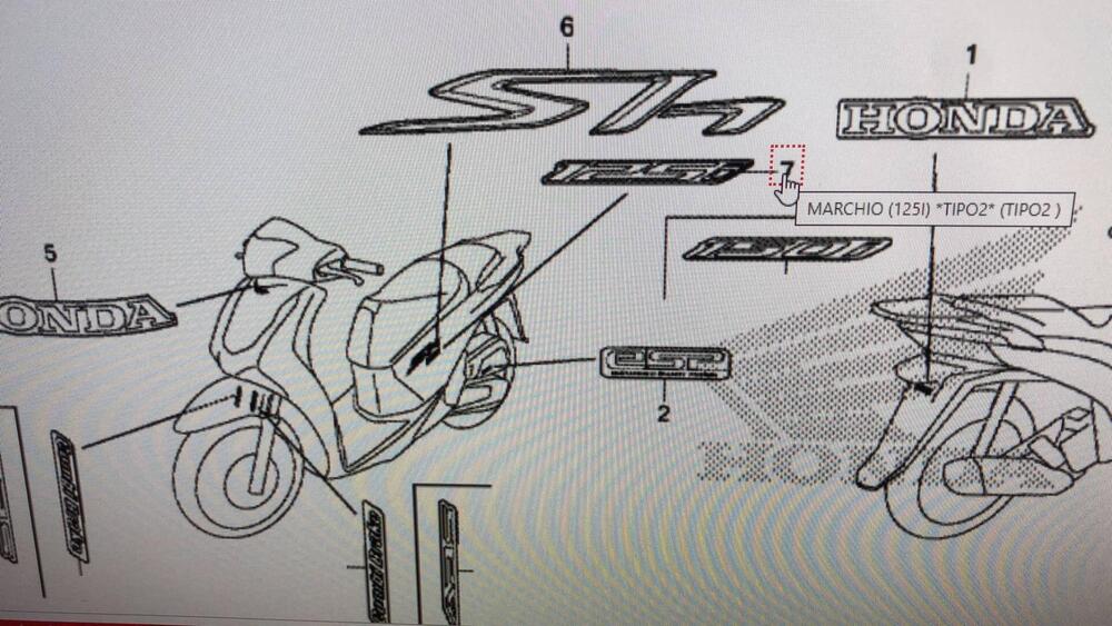 ADESIVO FIANCATA POSTERIORE HONDA SH 125 CODICE 86 (2)