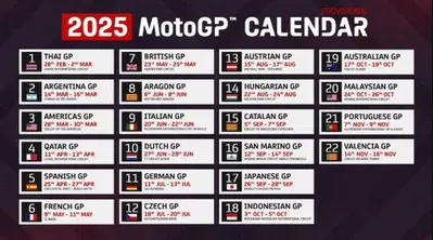 MotoGP 2025. Ecco il calendario MotoGP del 2025: da fine febbraio a met&agrave; novembre, nessuna tripla!