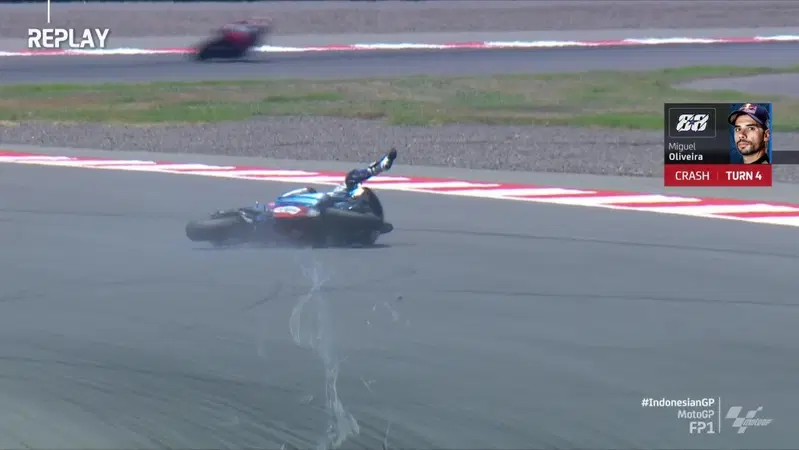 MotoGP 2024. GP dell'Indonesia. Infortunato Miguel Oliveira in un high-side, salter&agrave; questa gara e quella del Giappone