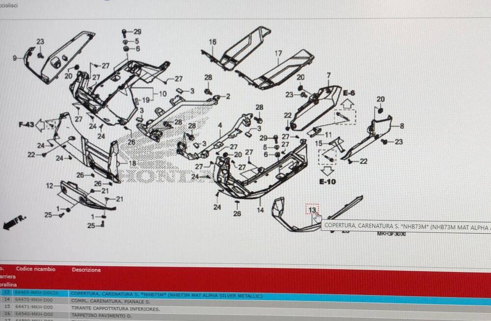 CARENA ANT. SX. PER HONDA X ADV 750 2017. CODICE 6 (3)