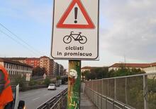 Milano: cartelli promiscui sul ponte della Ghisolfa, la battaglia per i ciclisti continua