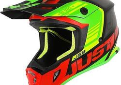 Casco cross Just1 J38 Blade Rosso Verde lime Nero