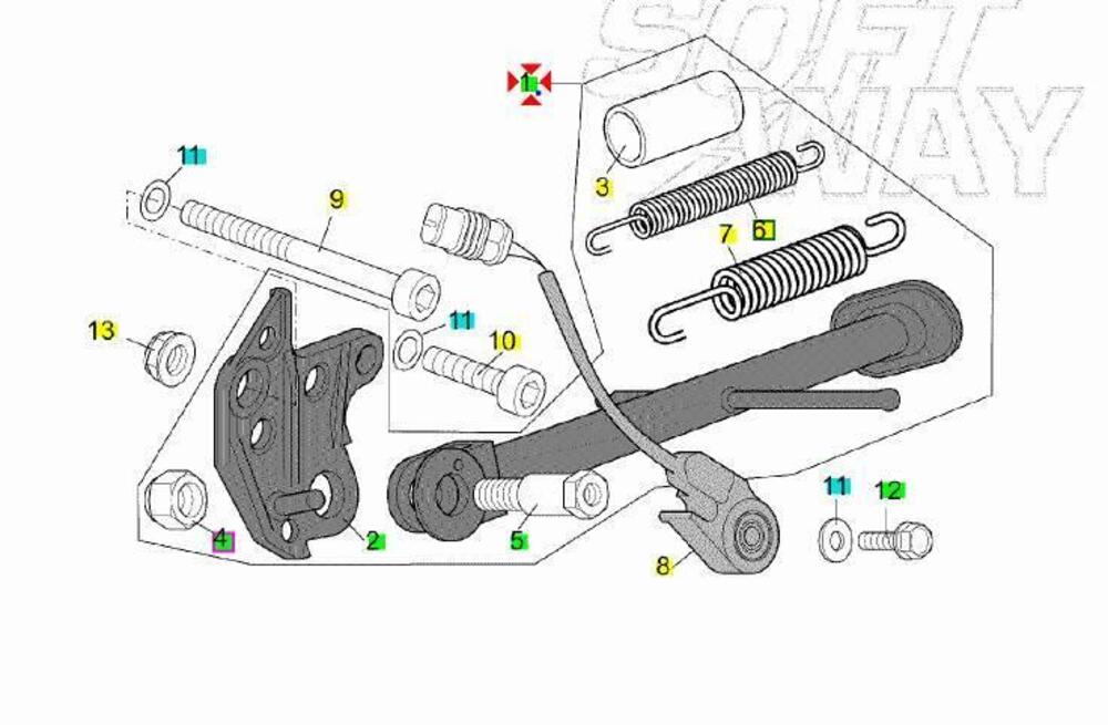 -Cavalletto laterale Aprilia Tuono R 1000 AP814694