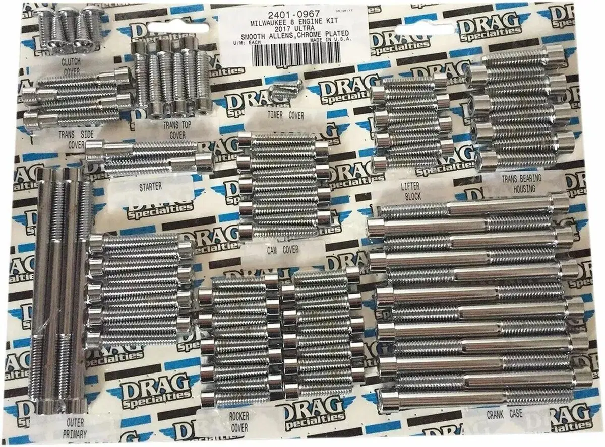 Kit viti cromate motore completo per Touring M8 da Drag Specialties