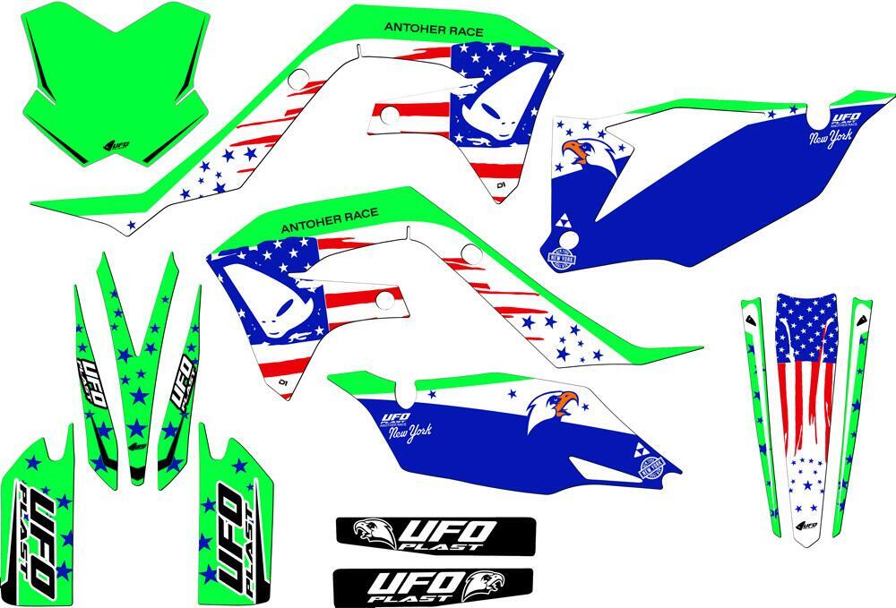 Kit grafica Ufo Patriot per Kawasaki Verde fluo UF 