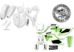 Kit plastiche+decals Ufo Stokes Kawasaki Bianco UF 