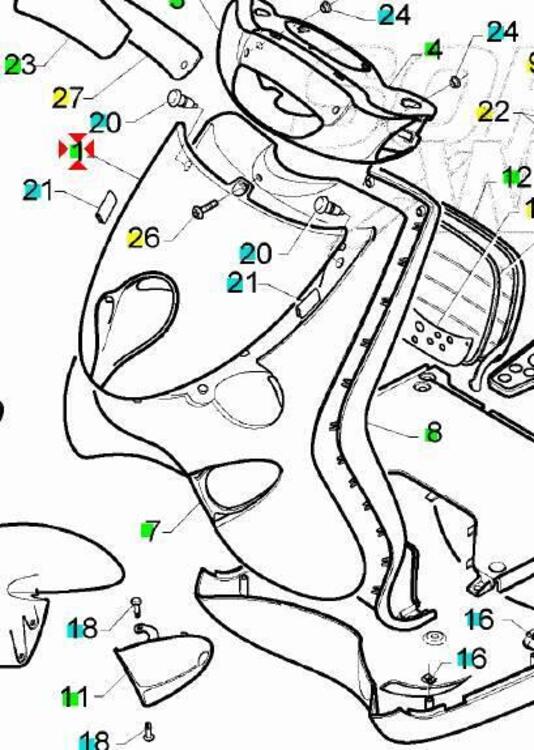 Cofano anteriore Aprilia Gulliver 50 AP8238420