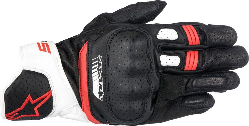 Guanti moto pelle estivi Alpinestars SP-5 nero bia