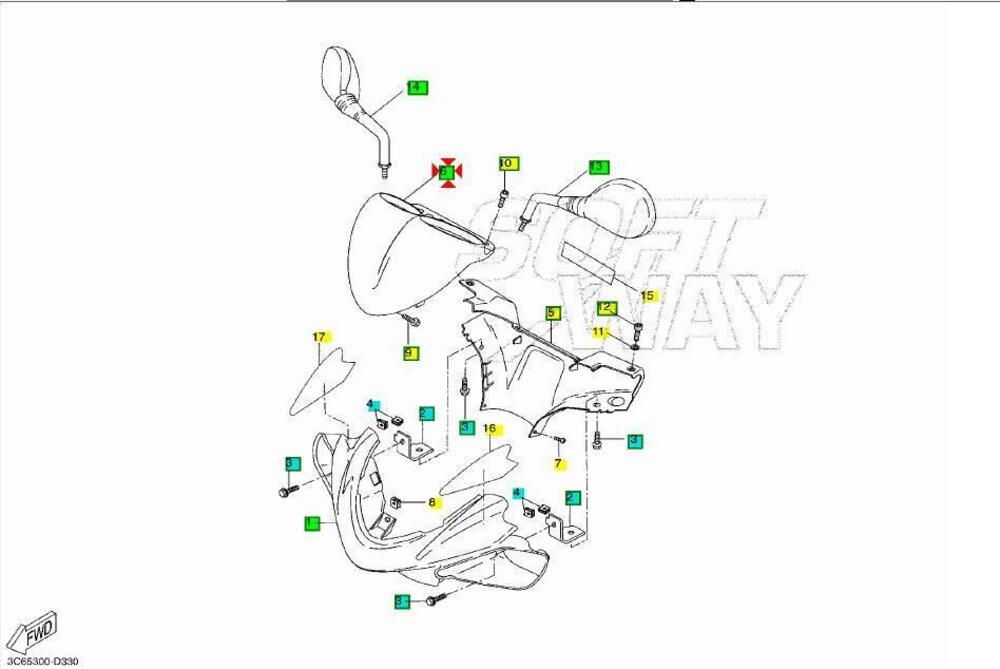 YAMAHA AEROX YQ 50 MBK NITRO 5BRF621300P7 COVER ST