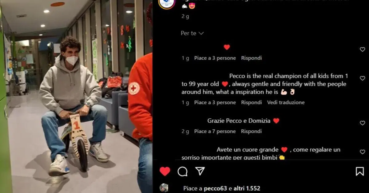 MotoGP 2024. Pecco Bagnaia sul triciclo gioca con i bambini dell'ospedale di Torino [VIDEO]