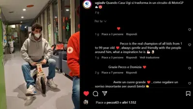 MotoGP 2024. Pecco Bagnaia sul triciclo gioca con i bambini dell'ospedale di Torino [VIDEO]