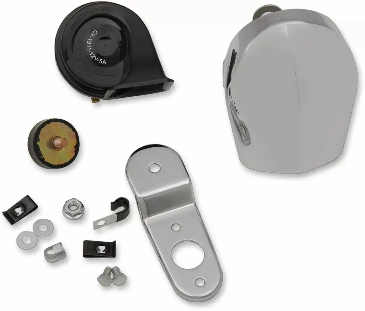 Kit clacson a tromba con supporto e coperchio crom Drag Specialties