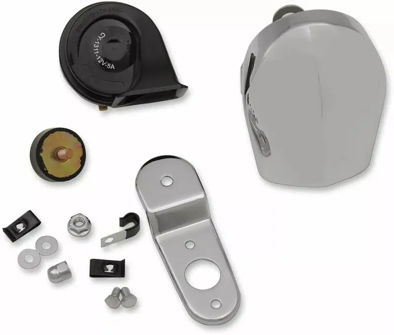 Kit clacson a tromba con supporto e coperchio crom Drag Specialties