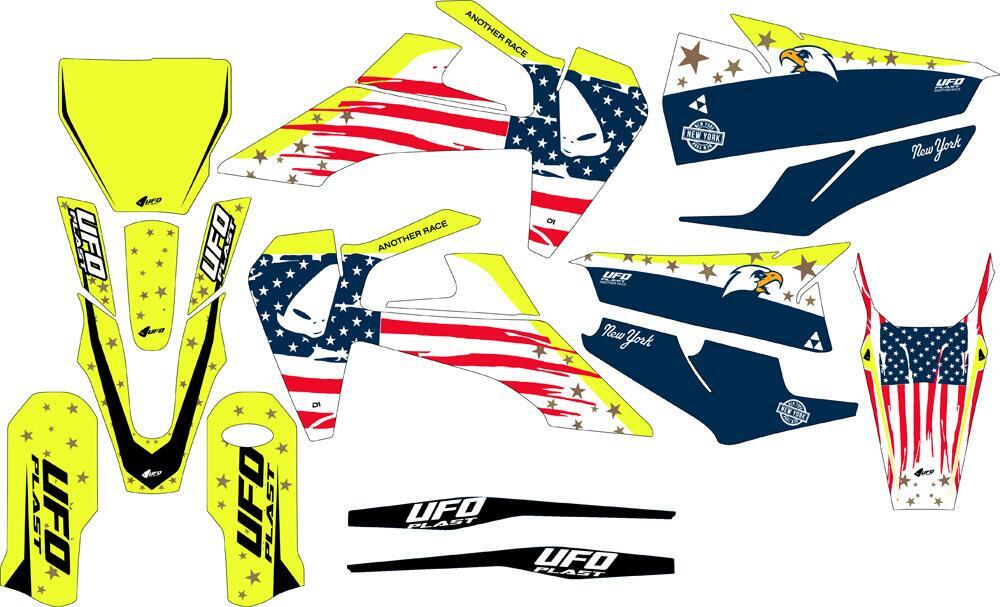 Kit grafica Ufo Patriot per Husqvarna Giallo fluo 