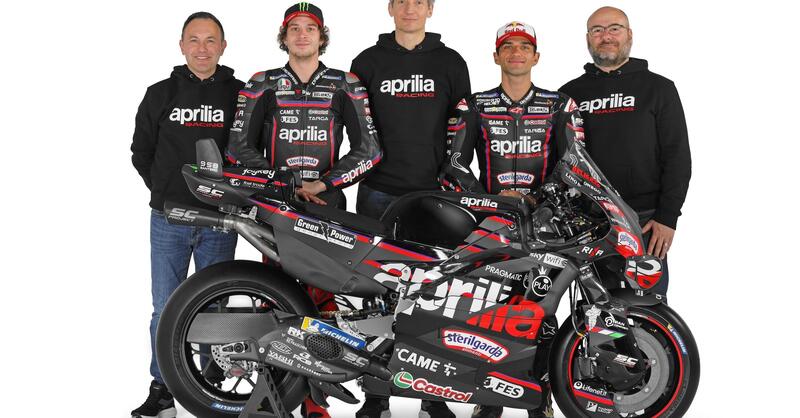 MotoGP 2025. Ecco le nuove Aprilia 2025 di Jorge Martin (ha scelto il numero 1) e Marco Bezzecchi