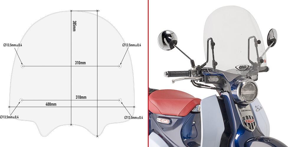 Parabrezza trasparente Givi 1168A specifico per HO